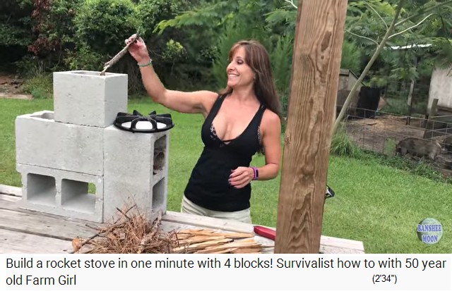 Kochstelle aus 4 hohlen Betonbacksteinen