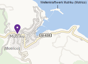 Karte von Mutriku (Motrico) und Deba mit
                          der grossen, neuen Schutzmole mit dem
                          integrierten Wellenkraftwerk