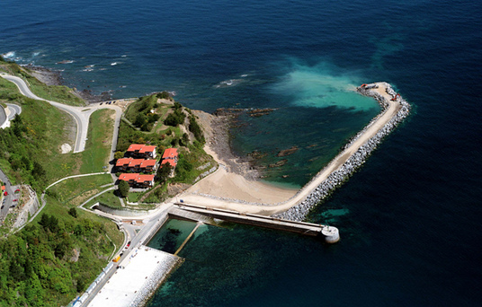 Bau des Zufahrtswegs zum grossen
                        Schutzdeich auf einem Deich