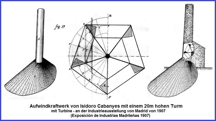 Aufwindkraftwerk / Solarturm
                  von Isidoro Cabanyes, 20m hoch mit grossem
                  W�rmevorfeld und integriertem Turbinenhaus