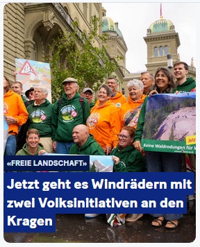 Neue Wortwahl in der Schweiz
26.7.2025: Windrädern geht es an den
Kragen Neue Wortwahl in der
Schweiz 26.7.2025: Windrädern geht es an
den Kragen