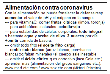 La ficha con la
alimentación en contra el coronavirus 19 La
ficha con la alimentación en contra el coronavirus 19