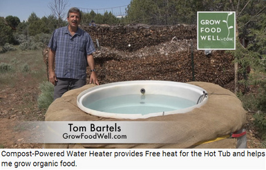 qCompost pile
                          with wood chips produces warm water during 1
                          year