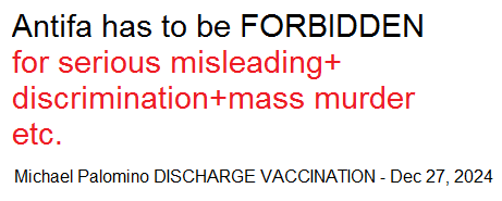 Antifa must be FORBIDDEN - because of
serious misleading+discrimination+mass murder
etc. Antifa must be FORBIDDEN - because of
serious misleading+discrimination+mass murder
etc.