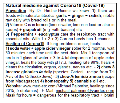 Flyer with natural medicine against corona19
                      (Covid-19)