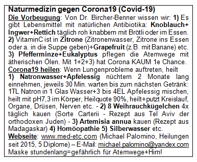 Flyer: Naturmedizin heilt
Corona Flyer: Naturmedizin heilt Corona