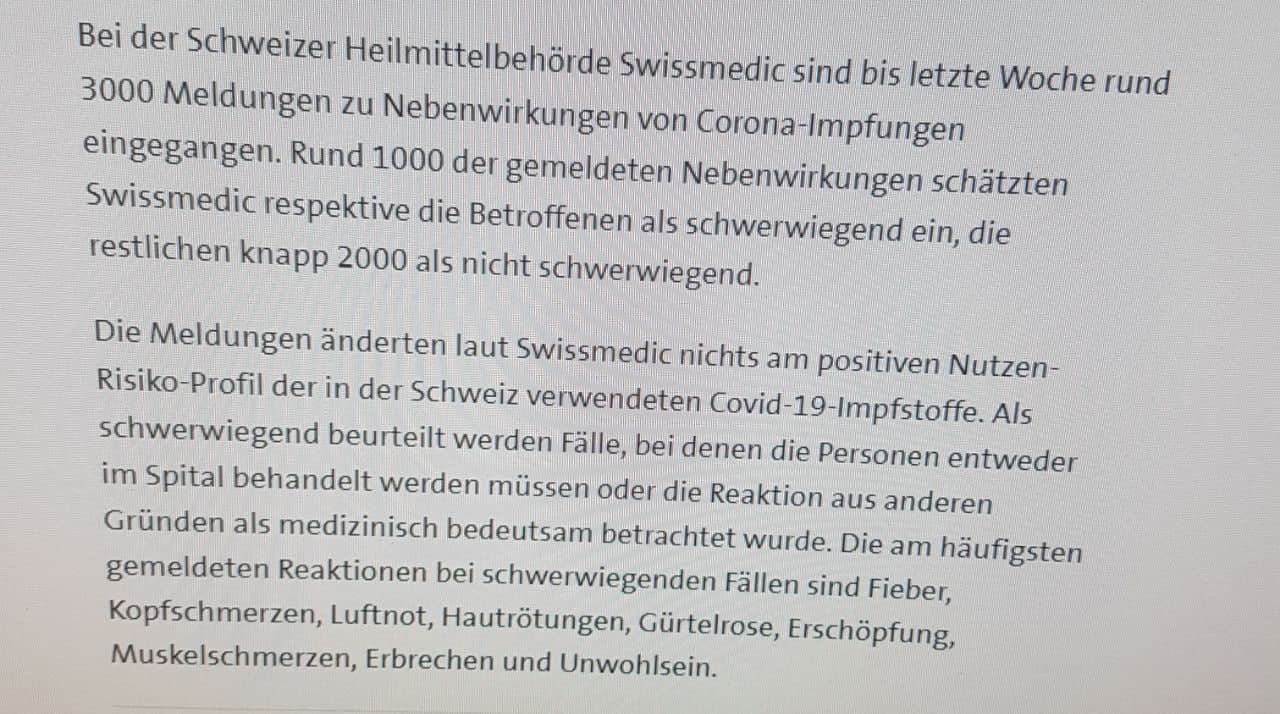 Die korrupte Swissmedic mit Bill Gates
behauptet trotz 1000 schweren Nebenwirkungen
für die kriminellen Gen-Impfungen immer noch
ein positives Kosten-Nutzen-Profil Die
korrupte Swissmedic mit Bill Gates behauptet
trotz 1000 schweren Nebenwirkungen für die
kriminellen Gen-Impfungen immer noch ein
positives Kosten-Nutzen-Profil
