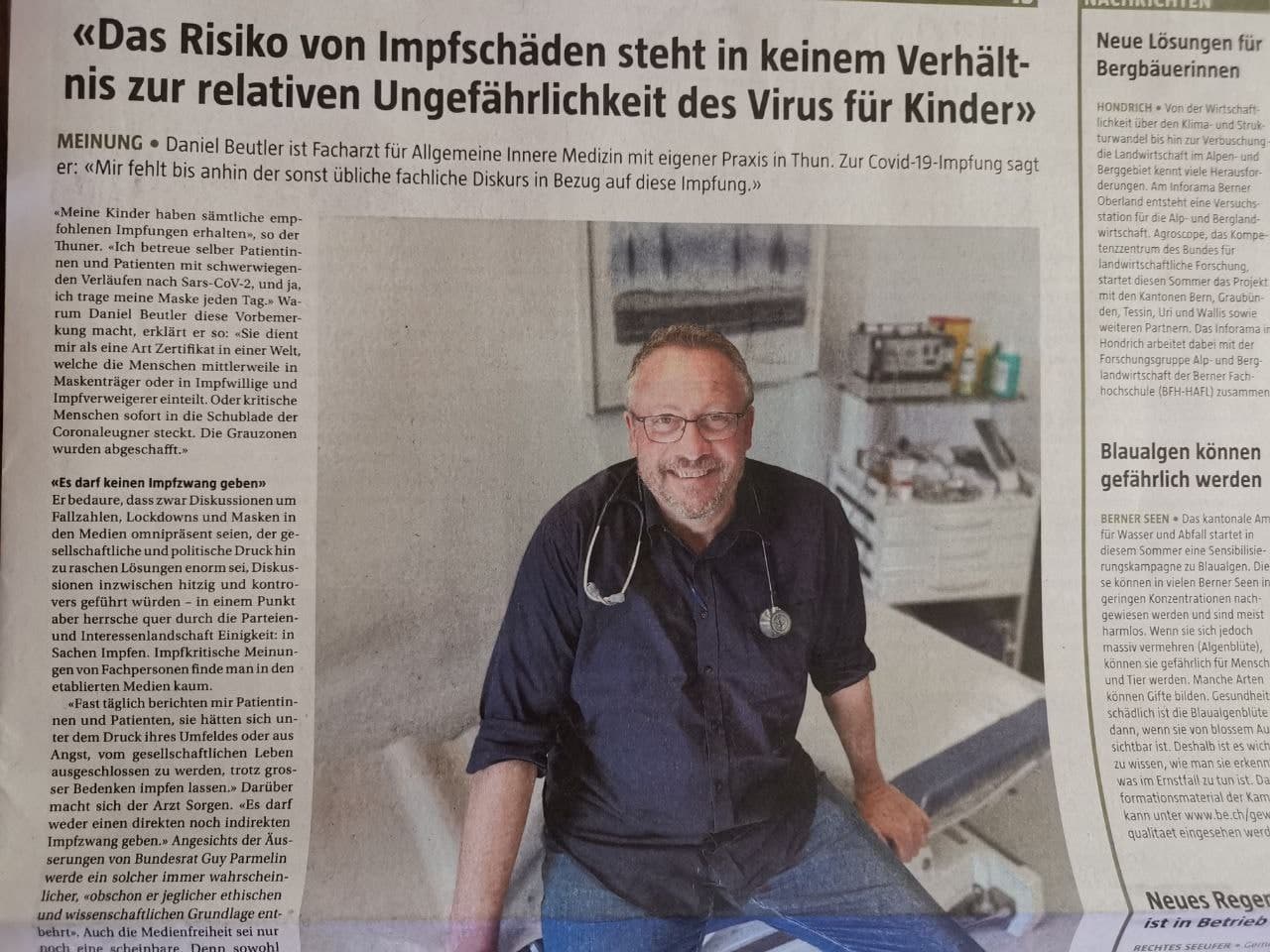 Schweiz 30.6.2021: Artikel des
Landboten: Die Impfschäden durch Genimpfungen
sind hoch - und die Kinder sind kaum anfällig
auf Corona19 Schweiz 30.6.2021: Artikel
des Landboten: Die Impfschäden durch
Genimpfungen sind hoch - und die Kinder sind
kaum anfällig auf Corona19