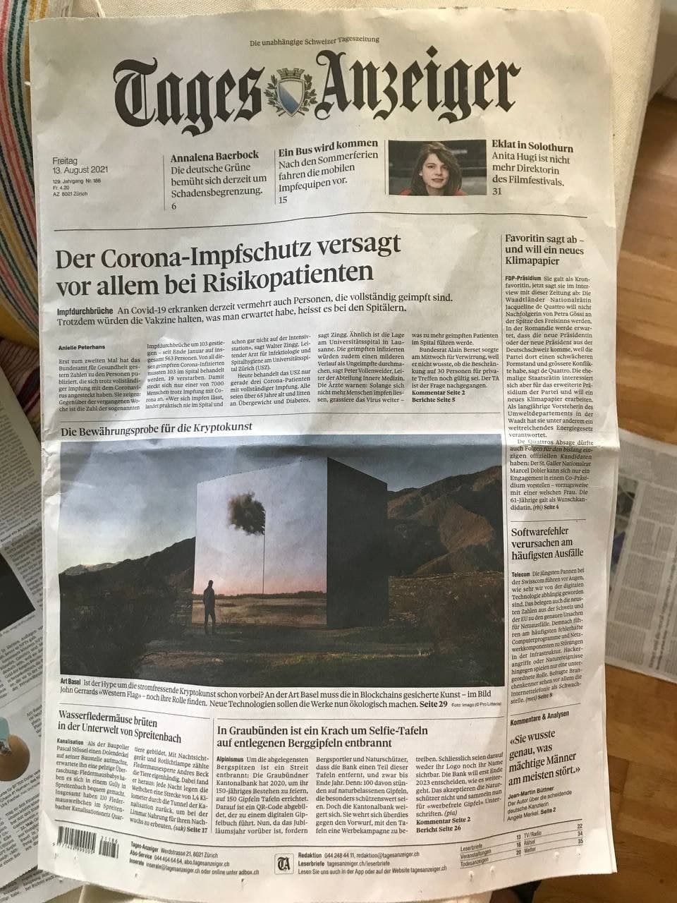 Wahrheitsbericht vom Tagi
                        14.8.2021: Der Corona-Impfschutz versagt vor
                        allem bei Risikopatienten