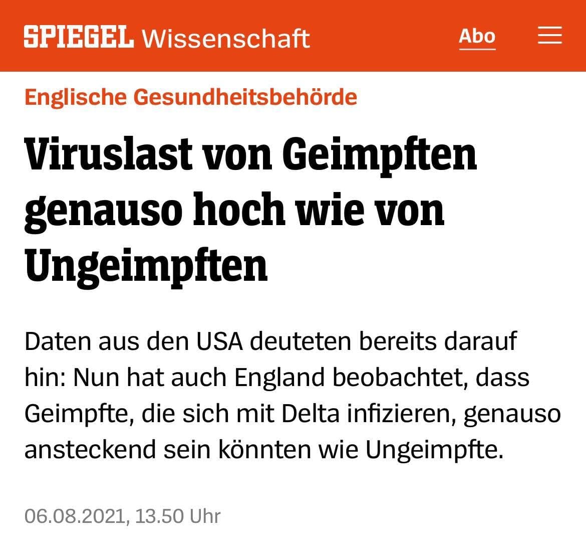 Medizinisches Virenlast 6.8.2021: Der Spiegel
meldet es offiziell: Viruslast von Geimpften genauso
hoch wie von Ungeimpften Medizinisches Virenlast
6.8.2021: Der Spiegel meldet es offiziell: Viruslast von
Geimpften genauso hoch wie von Ungeimpften