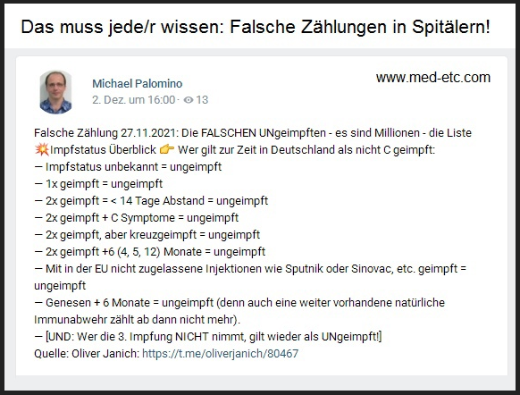 Liste mit den FALSCHEN
                  UNgeimpften, die oft GENgeimpft sind (aus VK)