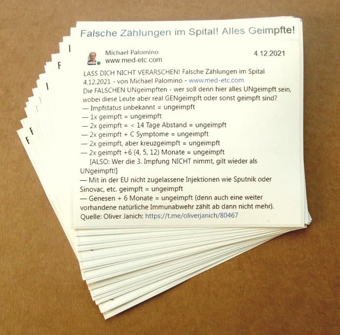 Widerstand mit der Wahrheit 20.12.2021: Kleber
                  mit den FALSCHEN UNgeimpften in Spit�lern