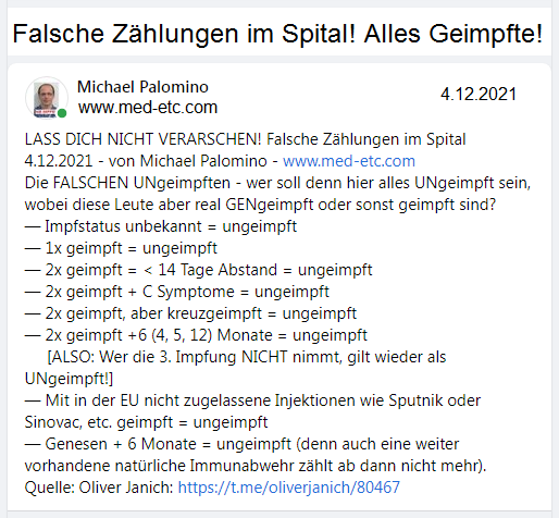 Falsche
                  Z�hlung in Spit�lern - die L�gen mit FALSCHEN
                  UNgeimpften, die GEIMPFT sind