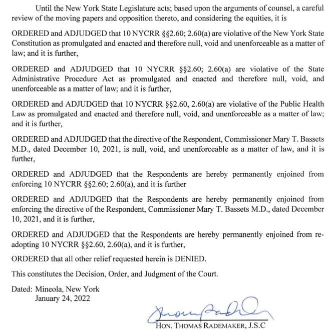 Widerstand mit Klage in NYC 25.1.2022: Justiz in
                  New York erkl�rt die Maskenpflicht f�r
                  verfassungswidrig - alles null und nichtig: NEW -
                  State Supreme Court judge ruled New York's mask
                  mandate "unconstitutional," and declared it
                  "null, void and unenforceable."