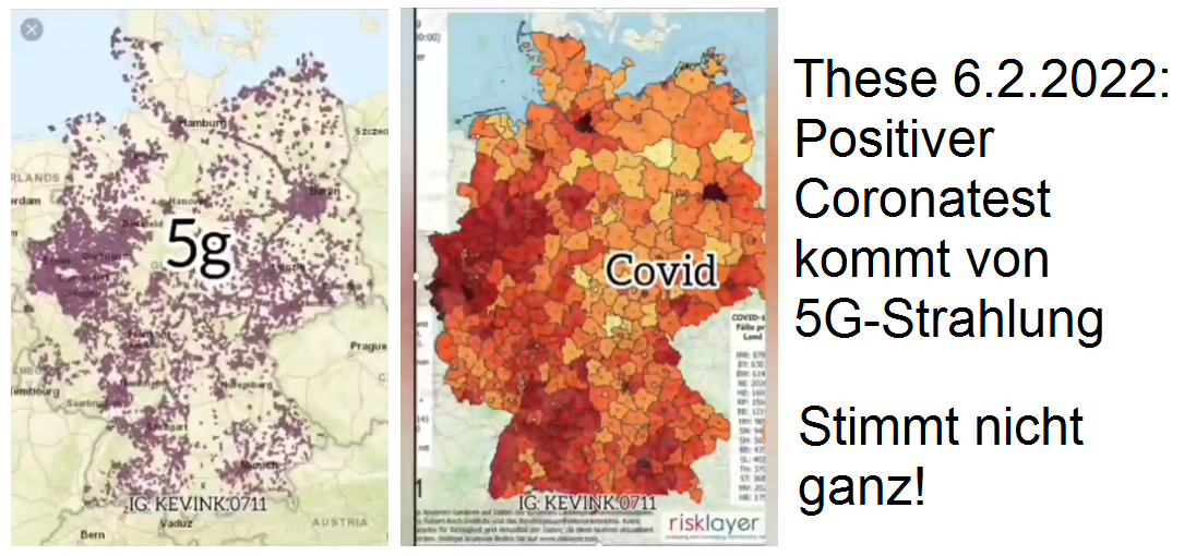 Video: These 6.2.2022: Positiver Coronatest
kommt von 5G-Strahlung - stimmt nicht ganz! (1'3'') Video: These 6.2.2022: Positiver Coronatest
kommt von 5G-Strahlung - stimmt nicht ganz! (1'3'')