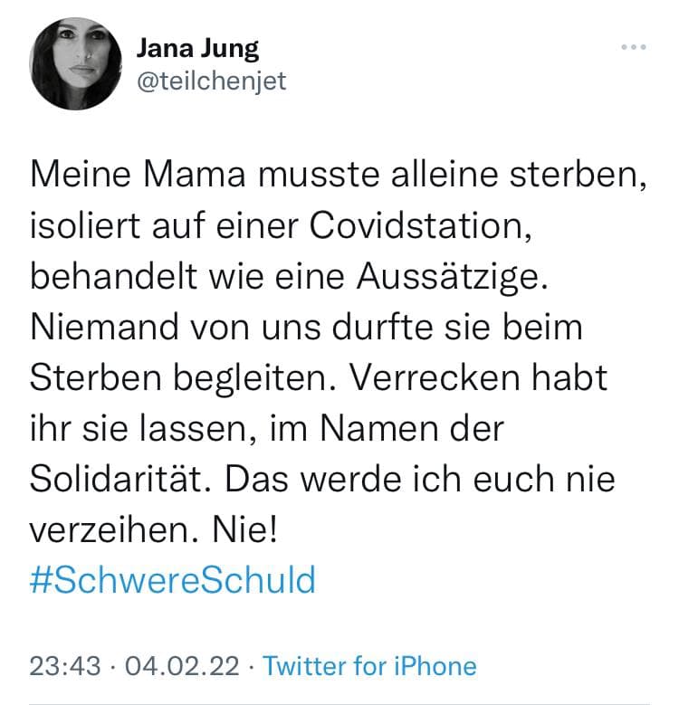 Spitaldesaster Altersheim
                        6.2.2022: Alte mit Corona werden eingesperrt und
                        m�ssen alleine sterben