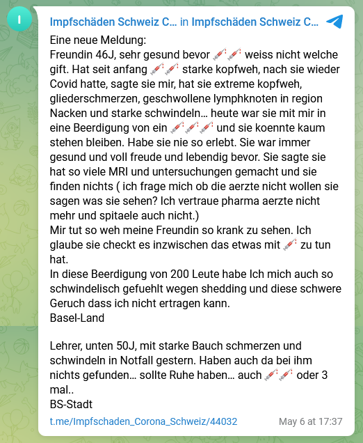 Meldung des SCHLANGENGIFTimpfmords im Kanton
Basel-Land 6.5.2022 Meldung des
SCHLANGENGIFTimpfmords im Kanton Basel-Land 6.5.2022