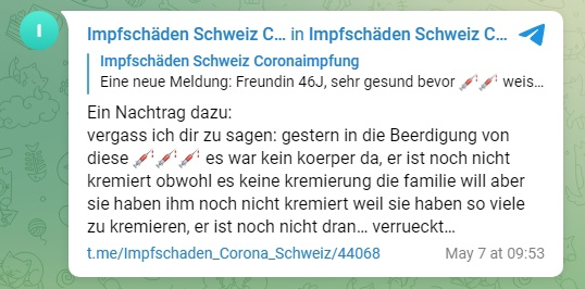 Meldung des Leichenstaus im Krematorium im
Kanton Basel-Land 7.5.2022 Meldung des
Leichenstaus im Krematorium im Kanton Basel-Land
7.5.2022