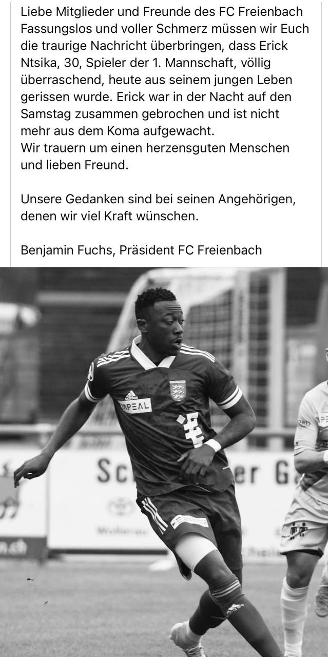 "Corona"-Impfmord Schweiz 6.12.2022:
FC Freienbach verliert einen Spieler "Corona"-Impfmord Schweiz 6.12.2022: FC
Freienbach verliert einen Spieler