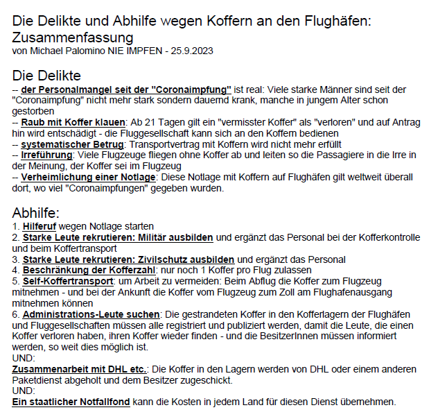 Das
                                Kofferproblem an den Flugh�fen l�sen -
                                die Liste