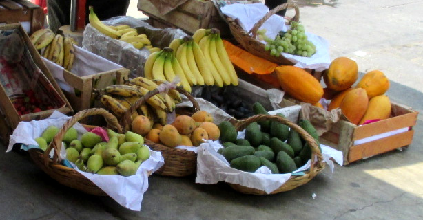 Früchte, zum Beispiel
Bananen, Erdbeeren, Birnen,
Mangos, Avocados, Feigen, Papayas
und Weintrauben - gesehen in Lima
Los Olivos beim Markt Covida Früchte, zum Beispiel
Bananen, Erdbeeren, Birnen,
Mangos, Avocados, Feigen, Papayas
und Weintrauben - gesehen in Lima
Los Olivos beim Markt Covida