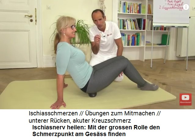 Den Unterleib f�r den
                      Ischiasnerv entspannen: Mit der Massagerolle den
                      Schmerzpunkt am Ges�ss finden