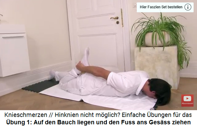 Schmerzen beim
                        Hinknien - �bung: Auf den Bauch liegen und den
                        Fuss ans Ges�ss ziehen