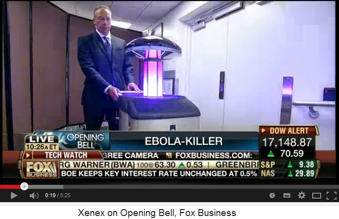 Xenex UV light disinfection robot 04
                            with CEO and UV light