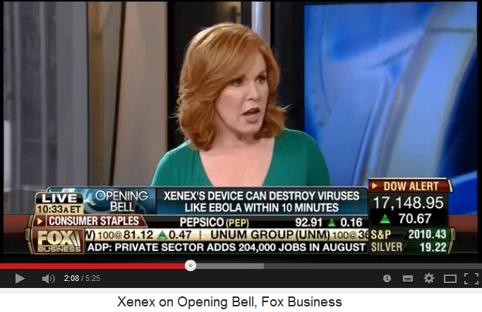 Reporter and text:
                            Xenex UV robot eliminates Ebola virus within
                            10 minutes [for 1 medium hospital room]