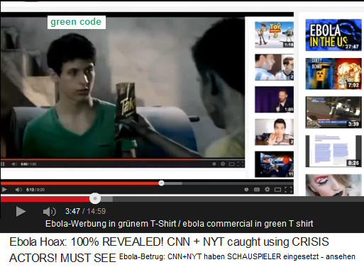 Ebola-Werbefilm mit einer Person in
einem grünen T-Shirt Ebola-Werbefilm
mit einer Person in einem grünen T-Shirt