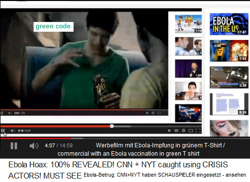 Ein
Werbefilm zeigt, wie ein Bub in einem grünen
T-Shirt eine Ebola-Impfung einnimmt Ein Werbefilm
zeigt, wie ein Bub in einem grünen T-Shirt
eine Ebola-Impfung einnimmt