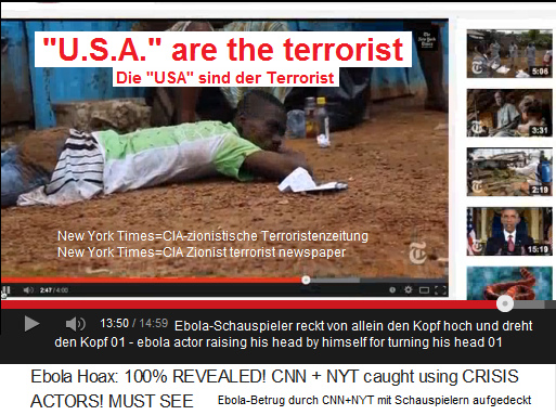 Der Ebola-Schauspieler liegt mit dem
Bauch auf dem Boden, hebt von alleine seinen
Kopf und beginnt, seinen Kopf zu drehen 01 Der Ebola-Schauspieler liegt mit dem
Bauch auf dem Boden, hebt von alleine seinen
Kopf und beginnt, seinen Kopf zu drehen 01