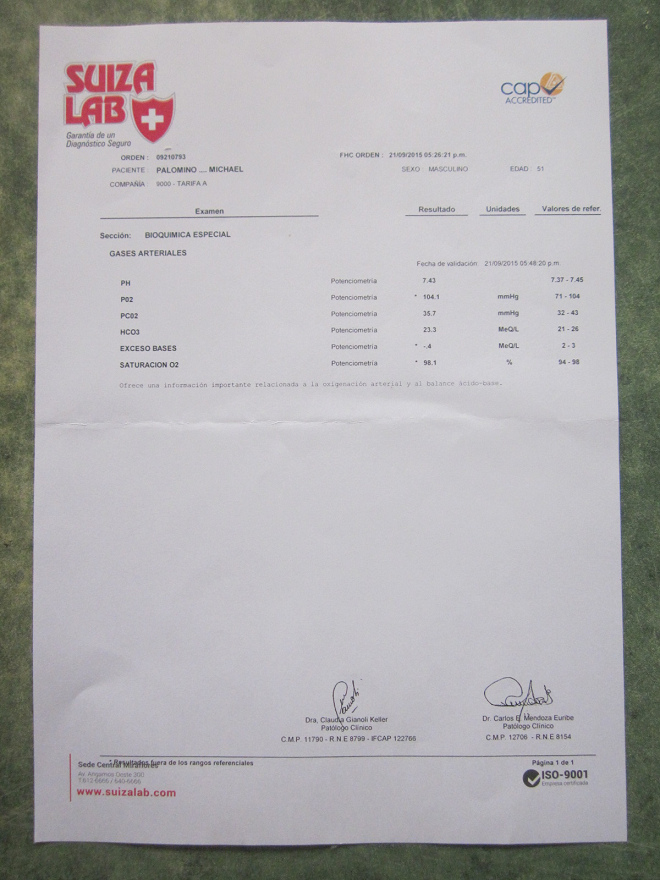 Der Bericht des
Suiza Lab mit dem pH-Wert im Blut von 7,37-7,45 Der Bericht des Suiza Lab mit dem pH-Wert
im Blut von 7,37-7,45