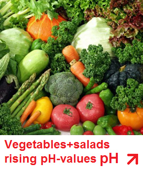 vegetables and salads, pH-value is
                          rising