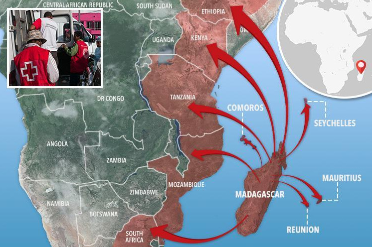 Pestkarte vom März 2018 mit Madagaskar und
ganz Ostafrika Pestkarte vom März 2018 mit
Madagaskar und ganz Ostafrika