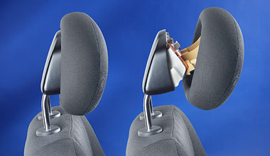 Aktive Kopfst�tze, die sich ausklappt, wenn
                      ein Aufprall von hinten erfolgt, Schema