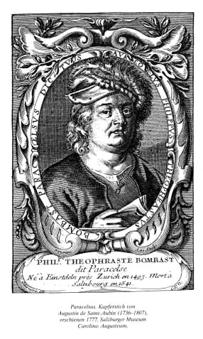 Paracelsus-Portrait. Kupferstich von
Augustin de Saint Aubin 1777 Paracelsus-Portrait. Kupferstich von
Augustin de Saint Aubin 1777