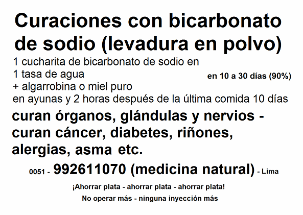 Curaciones con bicarbonato de sodio: cura
cáncer, diabetes, riñones, alergias, asma etc. en 10 a
30 días Curaciones con bicarbonato de sodio: cura cáncer,
diabetes, riñones, alergias, asma etc. en 10 a 30
días