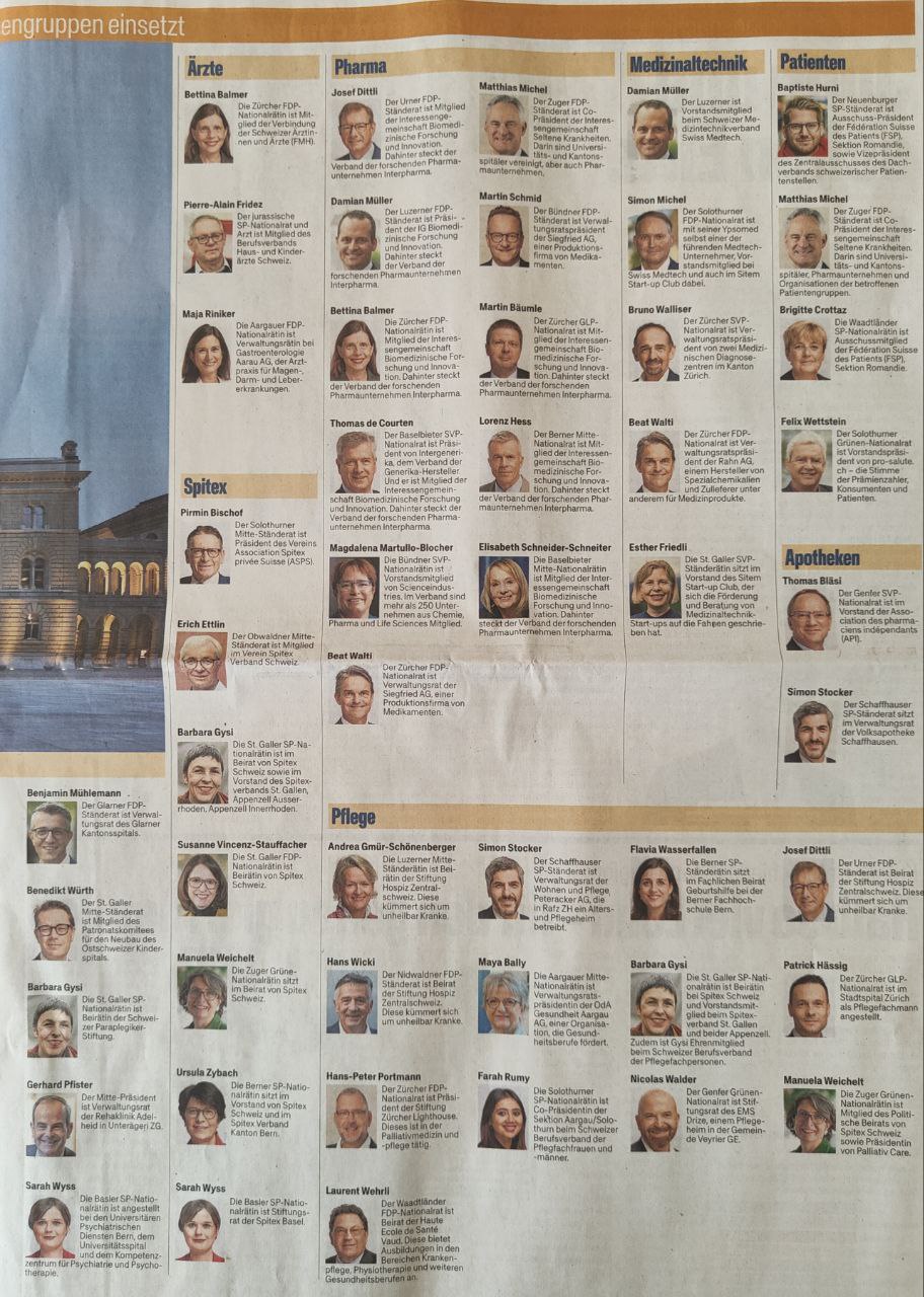 Kriminell-korrupte Regierung der Schweiz am
4.5.2024: Über 50 Parlamentarier sind Agenten der
kriminellen Pharma 02: 50 Pharma-Agenten Kriminell-korrupte Regierung der Schweiz am
4.5.2024: Über 50 Parlamentarier sind Agenten der
kriminellen Pharma 02: 50 Pharma-Agenten