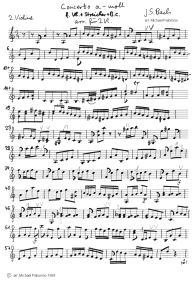 Bach: concert for violin a minor,
first part, violin tutti part (page 1) Bach: concert for violin a minor,
first part, violin tutti part (page 1)