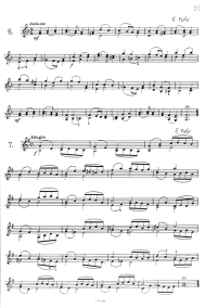 Seite 22: Doppelgriffstudien Nr. 6 und
                            7 von E. Polo, mit vielen Fingerwechseln im
                            Legato, w�hrend andere Finger gehalten
                            werden