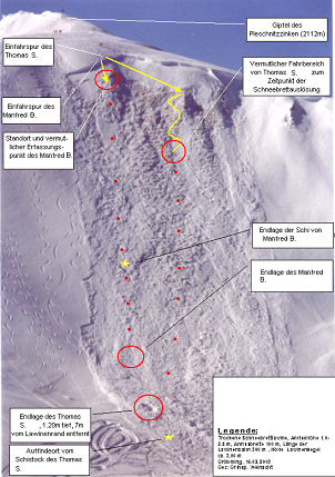 Schneebrettabgang am Pleschnetzzinken
(Österreich), 10.2.2003 mit einem Todesopfer Schneebrettabgang am Pleschnetzzinken
(Österreich), 10.2.2003 mit einem Todesopfer