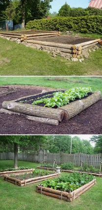 raised beds
                  with tree trunks