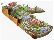 Raised beds in form of an L in steps