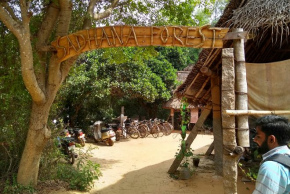 Indien, Permakulturgel�nde
                    Sadhana Forest bei Auroville, Eingang