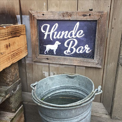 Hundetr�nke mit Zuber mit Wasser