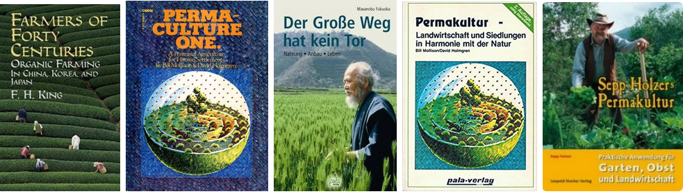 B�cherliste der
                                  Permakultur: Untersuchungen von F.H.
                                  King mit dem Buch Farmers of Forty
                                  Centuries - Pionier Bill Mollison in
                                  Australien mit dem Buch Permaculture
                                  One - Pionier Sepp Holzer in
                                  �sterreich mit dem Buch "Sepp
                                  Holzers Permakultur" - Pionier
                                  Holmgren mit dem Buch
                                  "Permakultur - Landwirtschaft und
                                  Siedlungen in Harmonie mit der
                                  Natur" - Pionier Fukuoka in Japan
                                  mit dem Buch "Der Grosse Weg hat
                                  kein Tor"