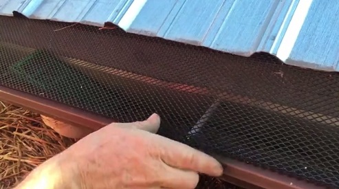 Regenrinne mit
                                feinem Gitter als grober Filter