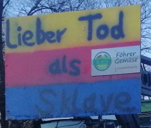 Demo der
                      Bauern am 8.1.2024: Plakat: "Lieber tot als
                      Sklave"
