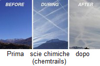 Le scie chimiche sono
assolutamente criminali: prima
il cielo è blu, allora le scie
chimiche sono state spruzzate -
e si trasformanno in una suppa
di nebbia velenosa. Le
scie chimiche sono assolutamente
criminali: prima il cielo è blu,
allora le scie chimiche sono
state spruzzate - e si
trasformanno in una suppa di
nebbia velenosa.